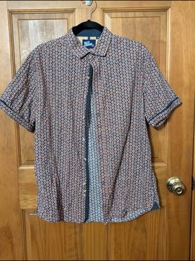 Billy London Men’s Short-Sleeve Floral Button-Down Shirt in Rust Floral